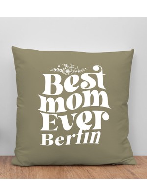 Bk Gift Kişiye Özel Isimli Anneler Günü Tasarımlı Haki Kırlent Yastık, Anneye Hediye, Ev Dekorasyonu, Anneler Günü Hediyesi-1