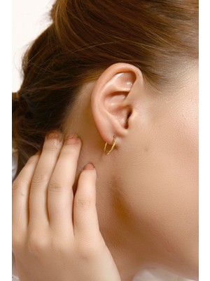 Altın Kesesi 14 Ayar Altın Ince Burgu Halka Küpe 1.5 Cm