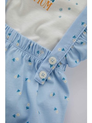DeFacto Kız Bebek Çiçekli Penye Kısa Kollu Tişört Tulum 2'li Takım Z2829A223HS