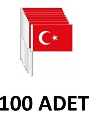 Buket 100 Adet Büyük Boy Çıtalı Karton  Türk Bayrağı 20X30 cm