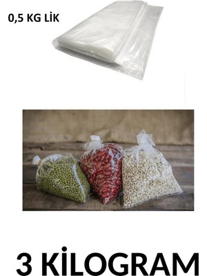 Arma Naksan 0,5 kg Lik Şeffaf Naylon Torba Bakliyat  Poşeti 15CM x 30CM- 3 kg