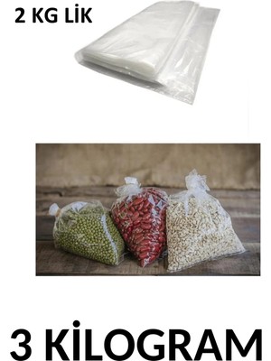 Arma Naksan Iki kg Lik Şeffaf Naylon Torba Bakliyat  Poşeti 23CM x 36CM- 3 kg