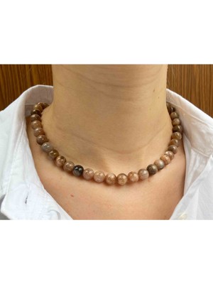 NehirTaş Sertifikalı   Güneş Taşı Doğaltaş Kolye 8 mm