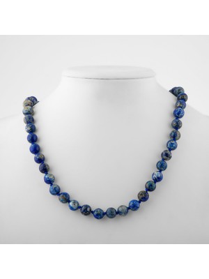 Safnaturel Lapis Lazuli 8 mm Düğümlü Doğal Taş Kolye