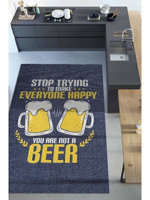 Homshtag Sen Bira Değilsin Dokuma Tabanlı Yıkanabilir Dekoratif Halı