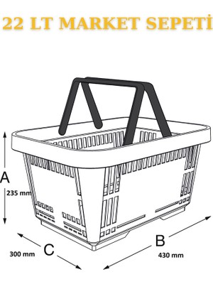İstanbul Manken 3 Adet 22 Litre Market Sepeti, Alışveriş Sepeti, Saplı Market Sepeti