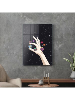 Decovetro Cam Tablo Hand And Planets