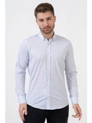 White Stone Oviedo G2308 Regular Fit Pamuklu Likralı Gömlek Desenli