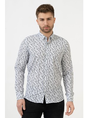 White Stone Cuenca G2320 Regular Fit Pamuklu Gömlek Desenli