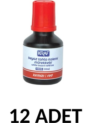 Kraf 12 Adet 30ML  Kırmızı  Tahta Kalemi Mürekkebi