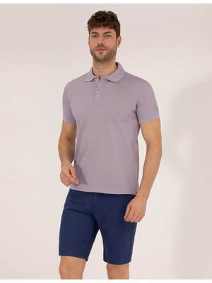 Pierre Cardin Erkek Lila Slim Fit Polo Yaka Merserize Tişört 50262665-VR034