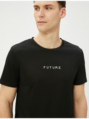 Koton Spor Tişört Slogan Baskılı Bisiklet Yaka Kısa Kollu