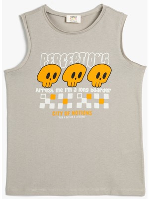 Koton Atlet Kurukafa Baskılı Kolsuz Pamuklu