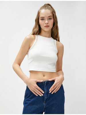 Koton Crop Atlet Halter Yaka File Detaylı Pamuklu
