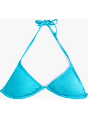 Koton Üçgen Bikini Üstü Dokulu Boyundan Bağlamalı Kaplı