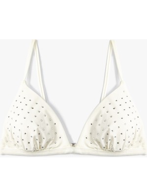 Koton Üçgen Bikini Üstü Parlak Taş Işlemeli Kaplı