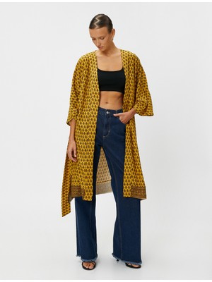Koton Çiçekli Kimono Midi Boy Kemerli
