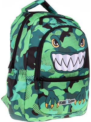 Kaukko Kids Love Square Dinozor Sırt Çantası Tekstil Malzeme ile Suya Dayanıklı 39 cm Kız Çocuk