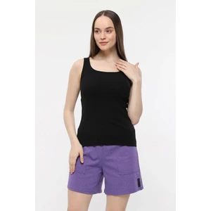 Kadın U Yaka Sıfır Kol Regular Fit Basic Geniş Askılı Tişört Siyah