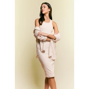 Bodycon Basic Halter Yaka Pamuklu Midi Askılı Elbise U8106AZ23SM