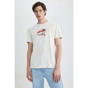 Regular Fit Bisiklet Yaka Baskılı Kısa Kollu %100 Pamuk Tişört Z5884AZ23SM