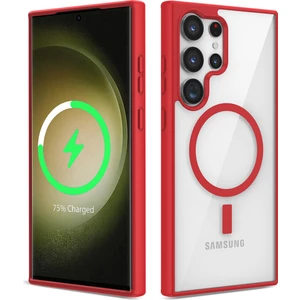 Case 4U Samsung Galaxy S23 Ultra Kılıf Kamera Çıkıntılı Magsafe Wireless Şarj Özellikli Ege Kapak Kırmızı