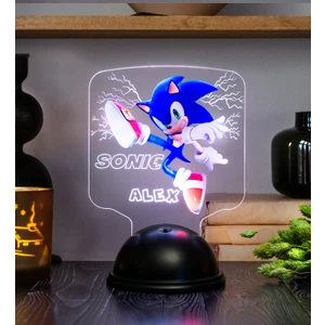 Sevgi Lambası Kirpi Sonic Hediyesi, Çocuk Odası Süper Sonic Hediyesi Isimli LED Lamba, Sonic Tasarım LED Lamba