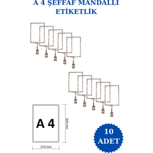 İstanbul Manken 10 Adet A4 Mandallı Raf Etiketi Sepet Etiketi Çerçeveli Etiketlik Eşek Askılık Etiketi