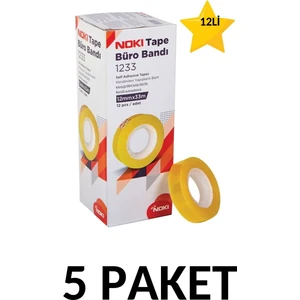 5 Adet (60 Adet) 12MMX33M Şeffaf Büro Bandı Para Bandı