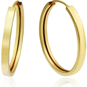 Altın Kesesi 14 Ayar Altın Düz Halka Küpe 2.4 Cm Gizli Kilitli