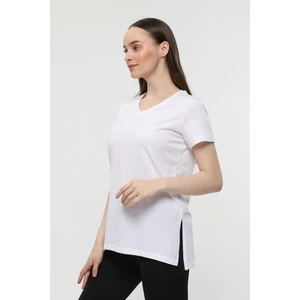 Kadın V Yaka Arkası Uzun Tişört Beyaz