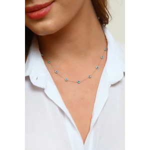 Altın Kesesi 14 Ayar Altın Nazar Göz Kolye Tamamı Gözlü 45 cm