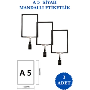 İstanbul Manken 3 Adet A5 Mandallı Raf Etiketi Sepet Etiketi Çerçeveli Etiketlik Eşek Askılık Etiketi