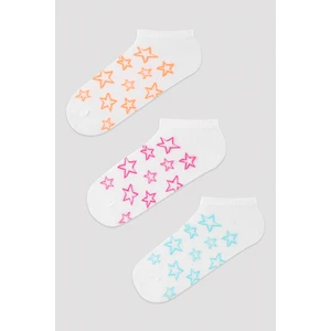 Renkli Star 3Lü Patik Çorap