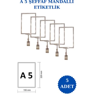 İstanbul Manken 5 Adet A5 Mandallı Raf Etiketi Sepet Etiketi Çerçeveli Etiketlik Eşek Askılık Etiketi