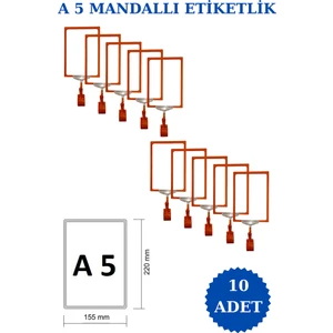 İstanbul Manken 10 Adet A5 Mandallı Raf Etiketi Sepet Etiketi Çerçeveli Etiketlik Eşek Askılık Etiketi