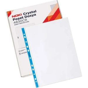 4830CR Poşet Dosya Cristal Mavi Şeritli A4 90 Mikron - 100 Adet