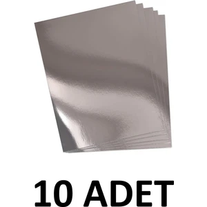 10 Adet Gümüş  Aynalı  Fon Kartonu 50X70 cm  Metalik Fon Kartonu