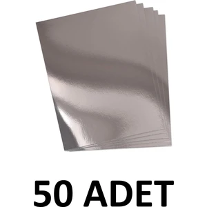50 Adet Gümüş  Aynalı  Fon Kartonu 50X70 cm  Metalik Fon Kartonu