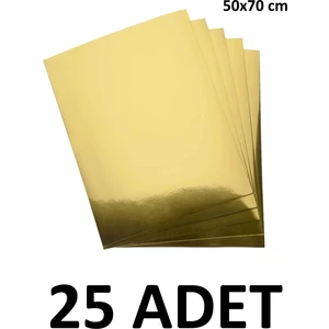 25 Adet Altın Sarı Aynalı  Fon Kartonu 50X70 cm    Metalik Fon Kartonu