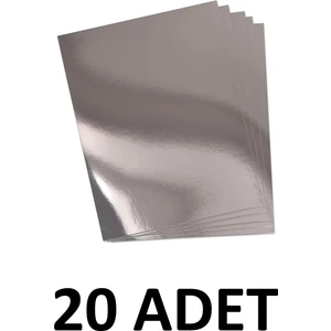20 Adet Gümüş  Aynalı  Fon Kartonu 50X70 cm  Metalik Fon Kartonu