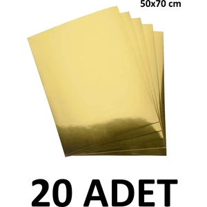 20 Adet Altın Sarı Aynalı  Fon Kartonu 50X70 cm    Metalik Fon Kartonu