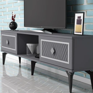 Demonte Dekor 2 Kapaklı, Raflı Herry Tv Sehpası Alt Modül Antrasit-Gümüş