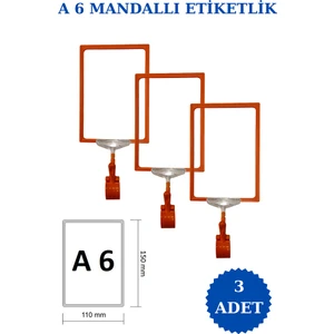 İstanbul Manken 3 Adet A6 Mandallı Raf Etiketi Sepet Etiketi Çerçeveli Etiketlik Eşek Askılık Etiketi
