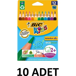 10 Paket Kids Evolution Üçgen Jumbo Kuru Boya Kalemi 12'li
