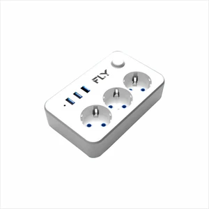 Fly 3406-01 3lü Anahtarlı 2.1A 3Usb Şarj Çıkışı 2mt Anahtarlı  Akım Korumalı Priz Çocuk Koruması
