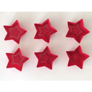 Pink Rose Bybirgül Kırmızı 12LI Silikon Mini Yıldız Kek Kalıbı,muffin Kalıbı,cupcake Kalıbı 12 Adet