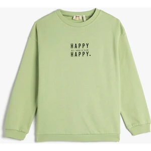 Sweat Baskılı Slogan Temalı Uzun Kollu Bisiklet Yaka