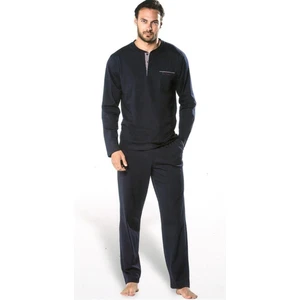 Pierre Cardin 5454 Lacivert Penye Uzun Kolçeyiz Pijama Takımı