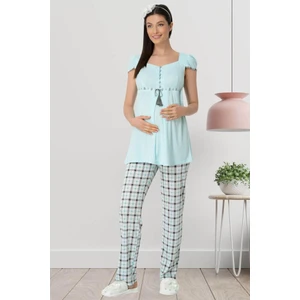 5404 Turkuaz  Spor Hamile Lohusa Pijama Takımı